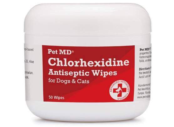 Pet MD Chlorhexidine Wipes with Ketoconazole and Aloe for Cats and Dogs