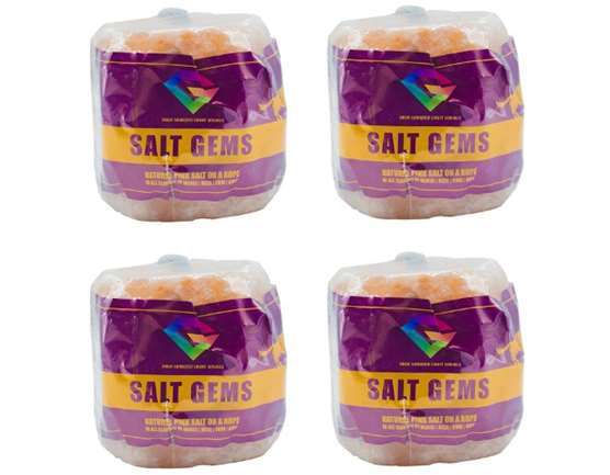SALT GEMS 7.5 lb Himalayan Animal Salt Lick Pure Natural Pink Salt Block on a Rope for Horses, Deer, Goats, Cattle,Rabbits & Livestock