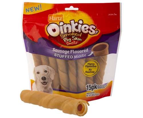 Hartz Oinkies Rawhide Free Pig Skin Dog Treat Chews