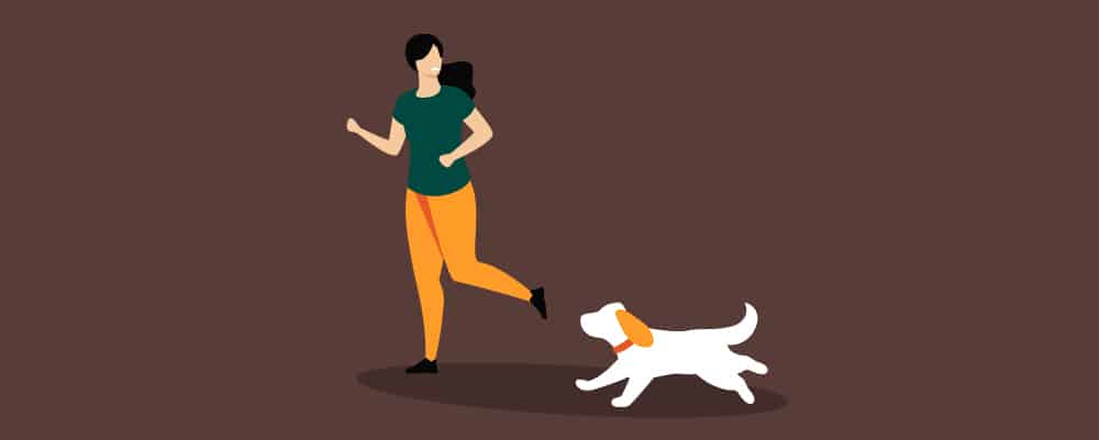 Woman Training dog jogging