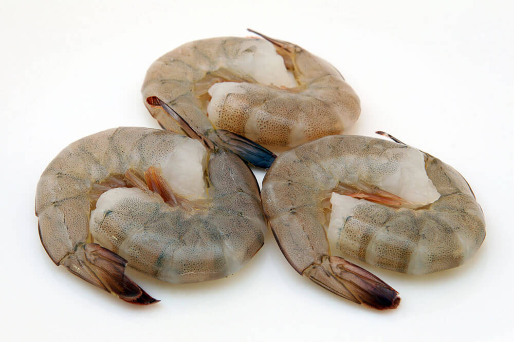 Three raw shrimp